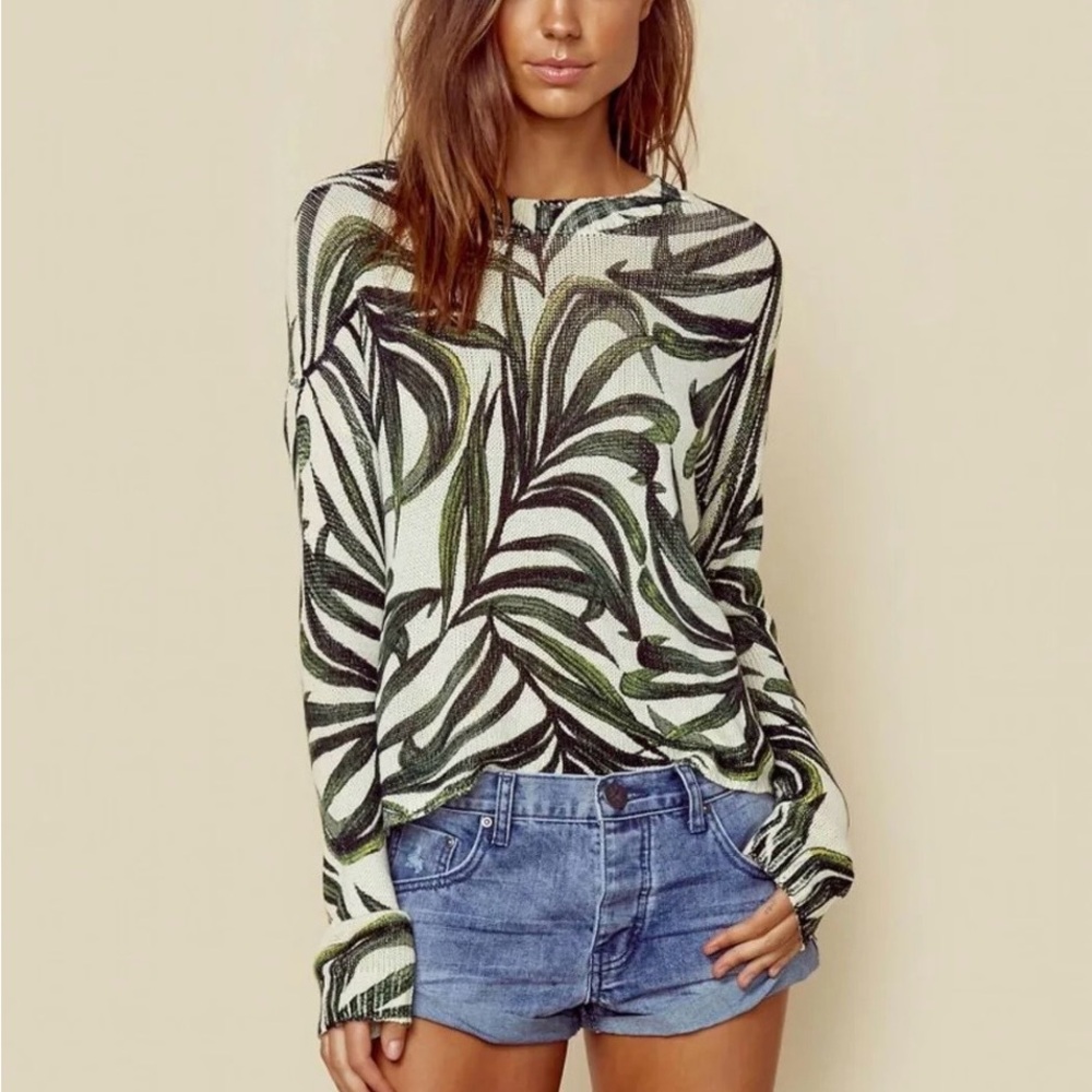 Show Me Your Mumu Palm-Print Knit Top size S
